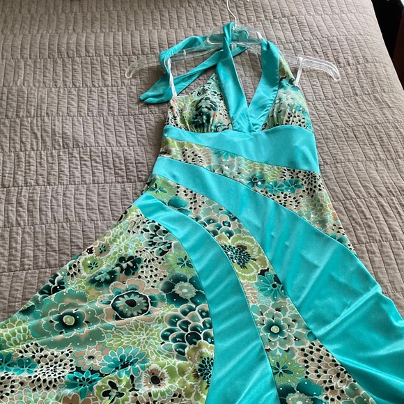 LOVE TEASE Halter Top v-neck Asymmetrical Backless Dress  SZ S - Picture 6 of 15